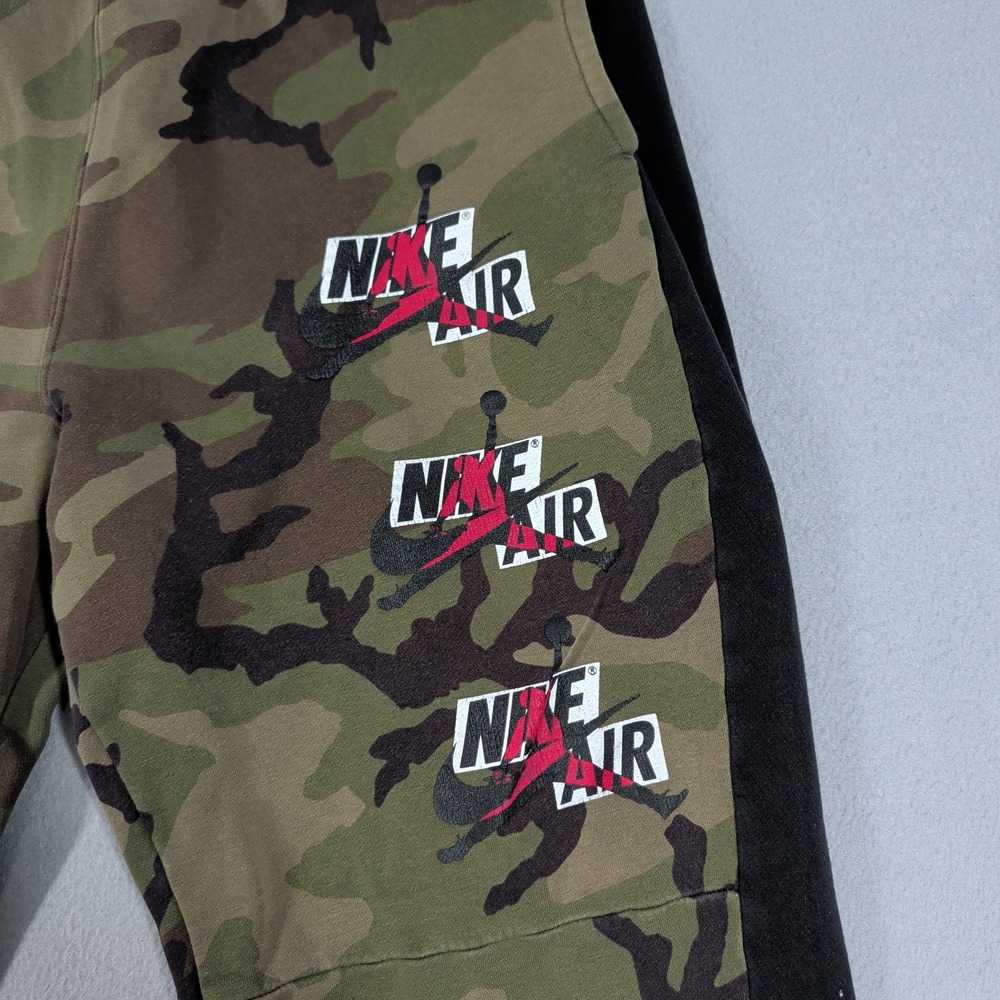 Jordan Sweatpants Mens L Green Camo Nike Air Jumpman Fleece Joggers Activewear - Picture 3 of 15